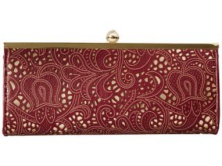 Jessica McClintock Carla Metallic Lace Framed Clutch Wine