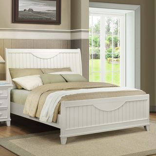 Alderson Cottage White Beadboard Crescent Shaped King size Bed