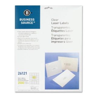 Business Source Laser Labels, Return Address, 1/2''x1 3/4'', 2000 per Pack, Clear