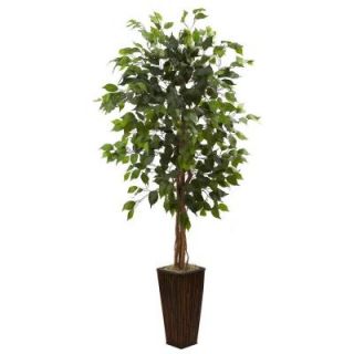 Nearly Natural 5.5 ft. Ficus Tree with Bamboo Planter 5924