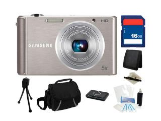 SAMSUNG ST76 16.1 MP (Silver) 5X Optical Zoom 25mm Wide Angle Digital Camera, Everything You Need Kit, EC ST76ZZFPSUS