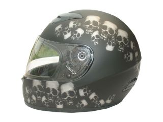 DOT Full Face Skull Pile Matte Motorcycle Helmet   Small