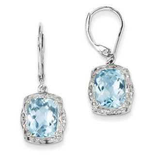 Sterling Silver Diamond Blue Topaz Earrings. Carat Wt  0.15ct. Gem Wt  3.41ct (1.1IN x 0.4IN )