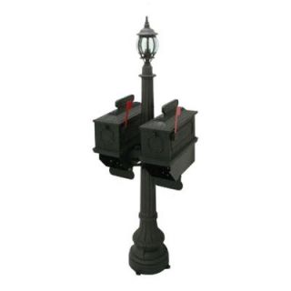 Postal Products Unlimited 1812 Port Angeles 2 Compartment Plastic Black Mailbox with Lantern N1027240