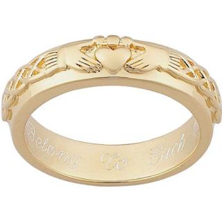 Personalized 14kt Gold over Sterling Silver Claddagh Wedding Band