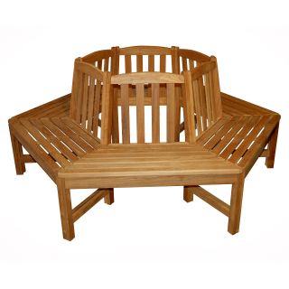 Regal Teak Tree Bench Hexagon   Outdoor Benches