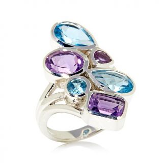 Himalayan Gems™ Blue Topaz and Amethyst Sterling Silver Ring   7945025