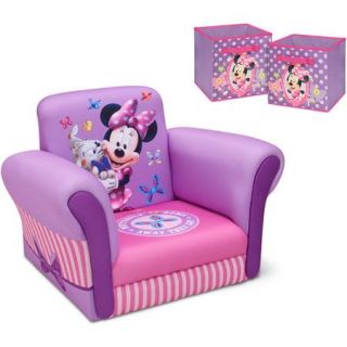 Disney Minnie Mouse Upholstered Chair with Minnie Storage Bundle
