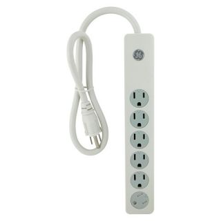 GE Surge Protector 6 Outlet with 3ft Cord, 450 Joules   White/Gray