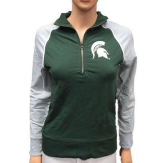 Michigan State Spartans GG Women Green Fitted 1/4 Zip Pullover Jacket (XL)