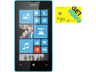 Nokia Lumia 520 RM 915 Black/Blue 8GB Windows 8 OS Phone + H2O $60 SIM Card