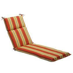 Pillow Perfect Orange/ Yellow Striped Outdoor Chaise Lounge Cushion