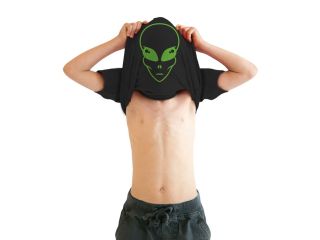 Youth Ask Me About Area 51 Funny Alien Flip T Shirt Believe in Aliens Tee L