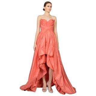 Oscar De La Renta Womens Coral Taffeta Strapless Sweetheart Formal