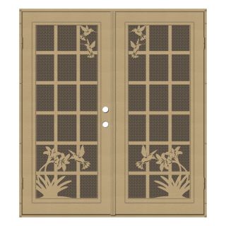 TITAN French Hummingbird Powder Coat Desert Sand Aluminum Surface Mount Double Security Door (Common: 72 in x 80 in; Actual: 74.5 in x 81.5 in)