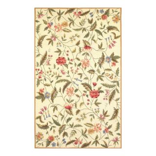 KAS Rugs Classy Casual Rectangular Cream Floral Hand Hooked Wool Area Rug (Common: 8 ft x 11 ft; Actual: 8 ft x 10.5 ft)