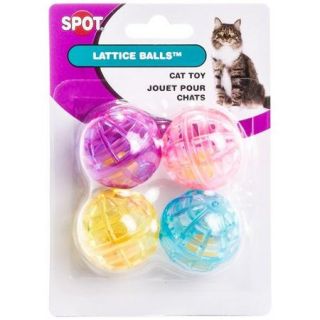Spot Lattice Balls Toys for Cats 4 Pack   Assorted Colors