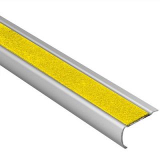 Schluter Trep GK B Brushed Stainless Steel/Yellow 1/16 in. x 4 ft. 11 in. Metal Stair Nose Tile Edging Trim GBEBKCG/150