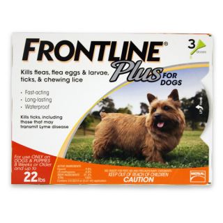 Frontline Plus Orange for Dogs Up to 22 Pounds (3 month Treatment)