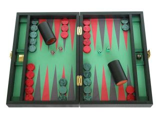 Zaza & Sacci Leather/Microfiber Backgammon Set   Model ZS 305   Small   Black