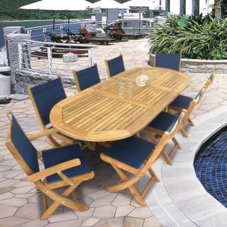 Royal Teak 72   96 in. Family Oval Extension SailMate Patio Dining Set   Seats 8   Patio Dining Sets