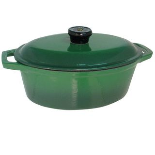 Le Cuistot Vieille France Enameled Cast iron Two tone Green Oval Dutch