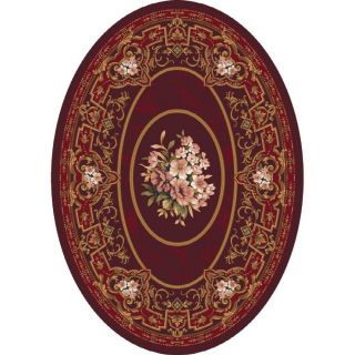 Milliken Montfluer Oval Red Floral Tufted Area Rug (Common: 8 ft x 10 ft; Actual: 7.66 ft x 10.75 ft)