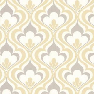 Beacon House 8 in. W x 10 in. H Lola Yellow Ogee Bargello Wallpaper Sample 2535 20601SAM