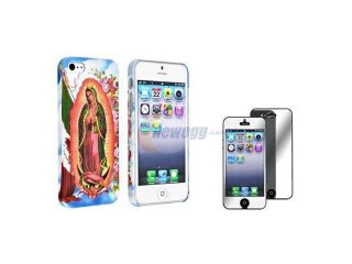 Insten Holy Mary Clip on Rubber Hard Case with Mirror LCD Screen Protector Compatible With Apple iPhone 5 / 5s 861331