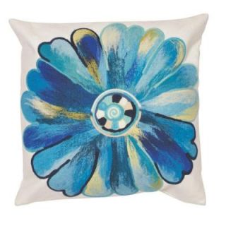 Home Decorators Collection 20 in. Square Daisy Blue Outdoor Throw Pillow 2246910310