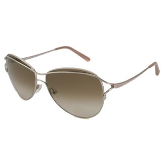 Valentino Womens V103 Gold and Brown Aviator Sunglasses
