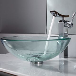 Kraus Bathroom Combos Glass Single Hole Bathroom Sink with Single