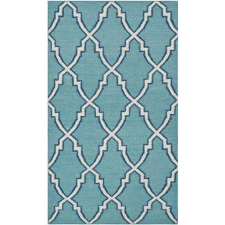 Safavieh Dhurries Light Blue and Ivory Rectangular Indoor Woven Area Rug (Common: 4 x 6; Actual: 48 in W x 72 in L x 0.33 ft Dia)