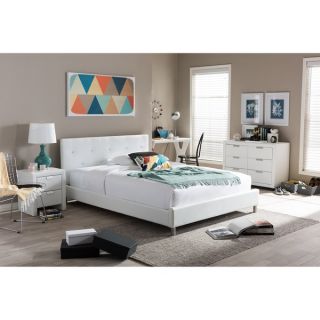 Barbara Soft White Tufted Upholstered Queen Size Bed   14213338