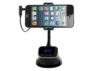 Black Universal Car Smart Holder/ Hands Free Car Kit/ FM Transmitter/ MP3/ Micro SD TF Card/ AUX with LCD For Samsung Galaxy S5 S4 S3 Note 2 3 HTC One M8 MotoX Sony Xperia Nokia 1520 1020 etc.