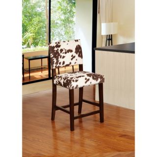 Oh! Home Holcombe Stationary Counter Stool Plush Cow Print Seat & Back