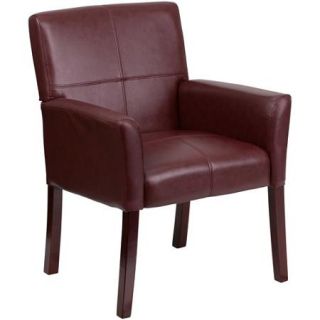 Flash Furniture Leather Executive Side Chair or Reception Chair with Mahogany Legs, Burgundy