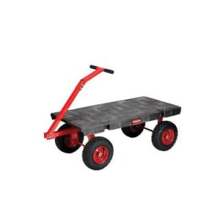 Rubbermaid Commercial Products 24 in. x 48 in. 5th Wheel Wagon Truck in Red/Black FG447700BLA