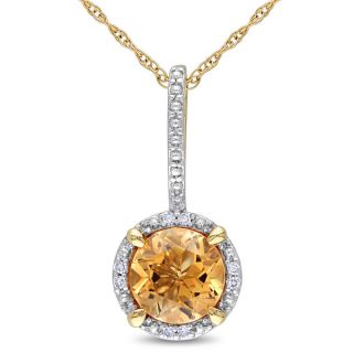 Miadora 10k Yellow Gold 1 1/4ct TGW Citrine and Diamond Accent Halo