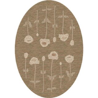 Milliken Poppy Oval Cream Transitional Tufted Area Rug (Common: 5 ft x 8 ft; Actual: 5.33 ft x 7.66 ft)