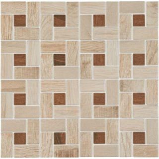 Daltile Parkwood Beige with Cherry Dot 12 in. x 12 in. x 6.35 mm Ceramic Pinwheel Mosaic Tile PD1521PINHD1P2