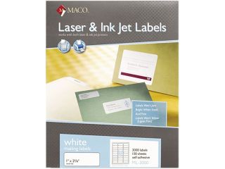 Maco ML 3000 White All Purpose Labels, 1 x 2 5/8, 3000/Box