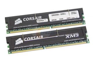 CORSAIR XMS 512MB (2 x 256MB) 184 Pin DDR SDRAM DDR 400 (PC 3200) Dual Channel Kit Desktop Memory Model TWINX512 3200LL