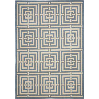 Safavieh Courtyard Blue and Bone Rectangular Indoor and Outdoor Machine Made Area Rug (Common: 6 x 9; Actual: 79 in W x 114 in L x 0.42 ft Dia)