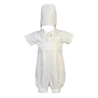 Baby Boys White Matte Satin Romper Christening Easter Outfit 12 18M