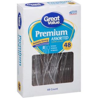 Great Value: Premium Assorted Clear Cutlery, 48 Ct