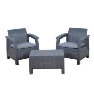 Atlantic Contemporary Lifestyle Corfu Grey 3 Piece Patio Conversation Set DISCONTINUED KE CORFU3_GR