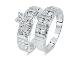 7/8 CT. T.W. Diamond Women's Bridal Wedding Ring Set 14K White Gold
