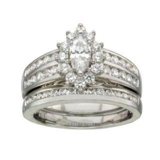 Believe By Brilliance Sterling Silver CZ Marquise Bridal Set