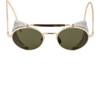 Thom Browne Gold Side Shield Round Sunglasses